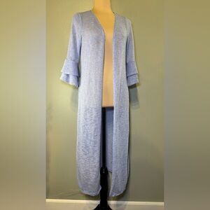 Emerald Boutique Bell Sleeve Duster Sweater Cardigan Blue‎ NWT